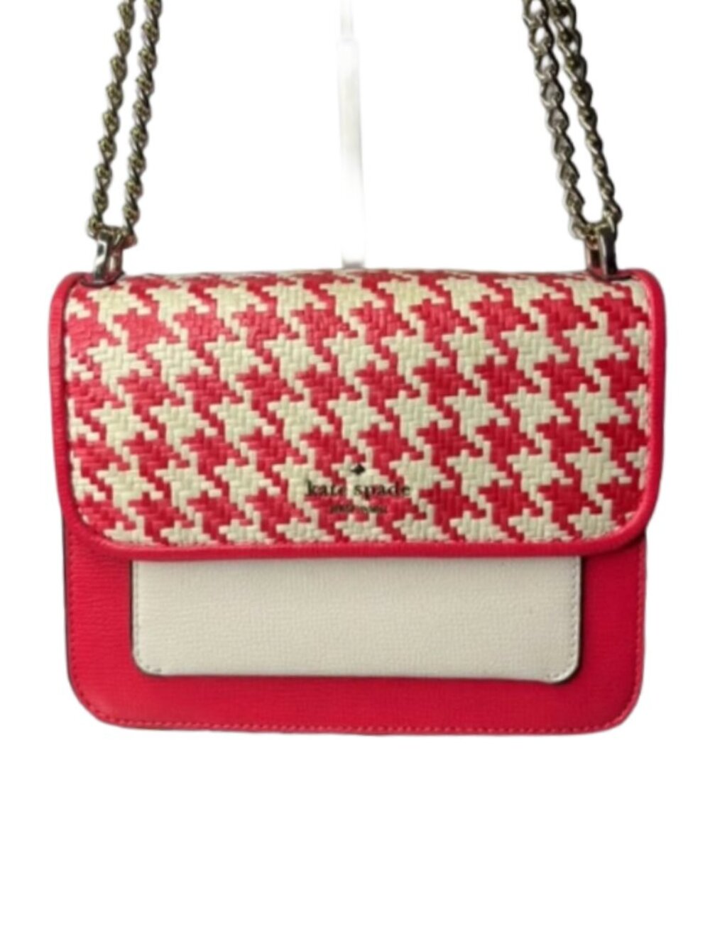 KATE SPADE Hot Pink and Cream Woven Crossbody Bag - Picture 1 of 13